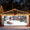 thumbnail image 4 of Christmas Garage Door Cover Banner Christmas Garage Door Decorations Snowman & Xmas Trees & Diverse Vehicle, Large Holiday Decorations Banner for Xmas Winter Party Outdoor Christmas Decor(82x188inch), 4 of 4