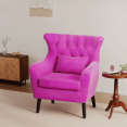 thumbnail image 3 of DONICK Modern Velvet Tufted Accent Chair, Ergonomic Design, Solid Wood Frame, Pink, 3 of 10