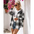 thumbnail image 5 of ChicMe Jackets for Women Plaid Print Hooded Long Sleeve Shacket Fleece Lined Lightweight Casual Jacket Black-L, 5 of 9