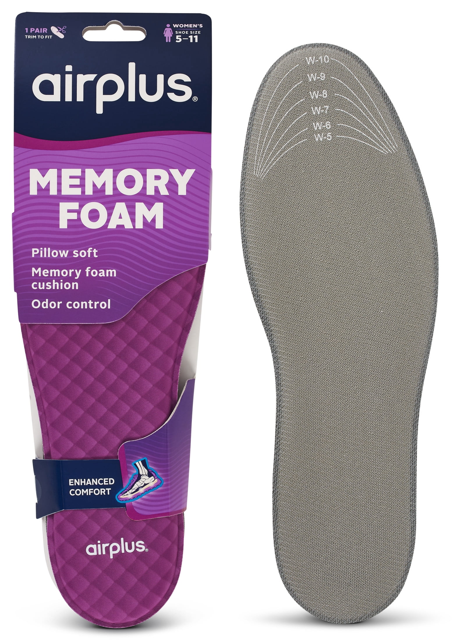 (3 pack) Airplus Memory Comfort Insole Women's 5-11, Trim-to-Fit Women's