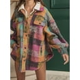thumbnail image 3 of KelaJuan Women Plaid Jacket, Long Sleeve Turn-down Collar Button Closure Shirt Casual Jacket Outwear, 3 of 6