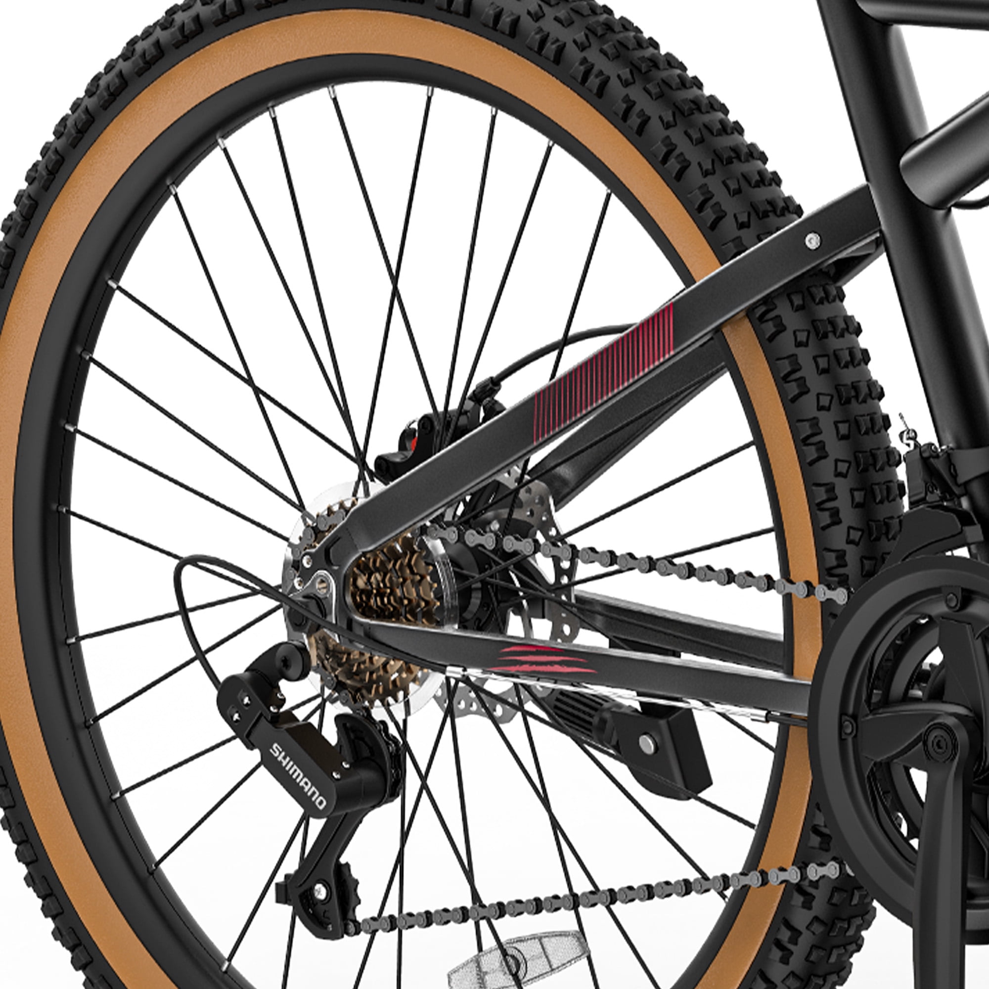 Uforic 26" Mountain Bike, 21-Speed, Dual Disc Brakes, Front Suspension, Aluminum Frame for Adults, Black