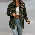 thumbnail image 2 of Tiweut Leisure Jackets for Womens Button Down Long Sleeve Oversized Leopard Print Corduroy Loose Fit Coat with Pockets Blouses Army Green,L, 2 of 6
