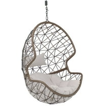 Sunnydaze Danielle Resin Wicker Egg Hanging Chair with Cushions, Gray