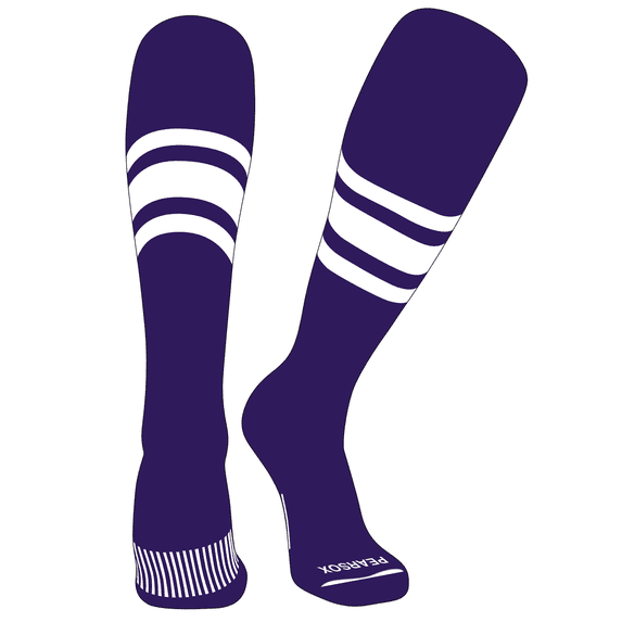 PEARSOX Elite Baseball Knee High Socks (C) Purple, White