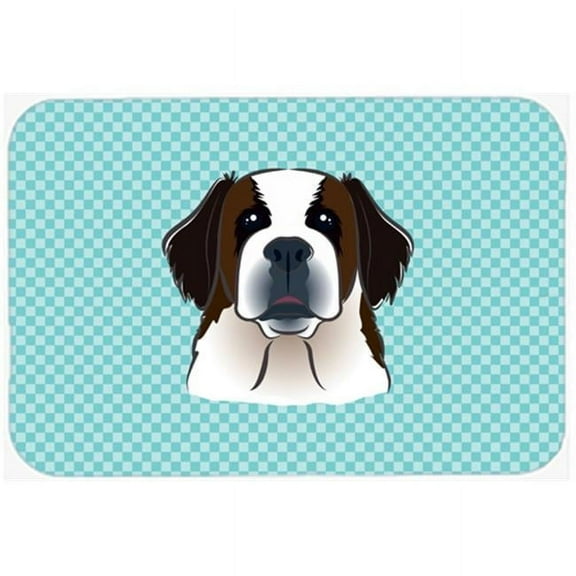 Carolines Treasures Checkerboard Blue Saint Bernard Mouse Pad- - 7.75 x 9.25 In.
