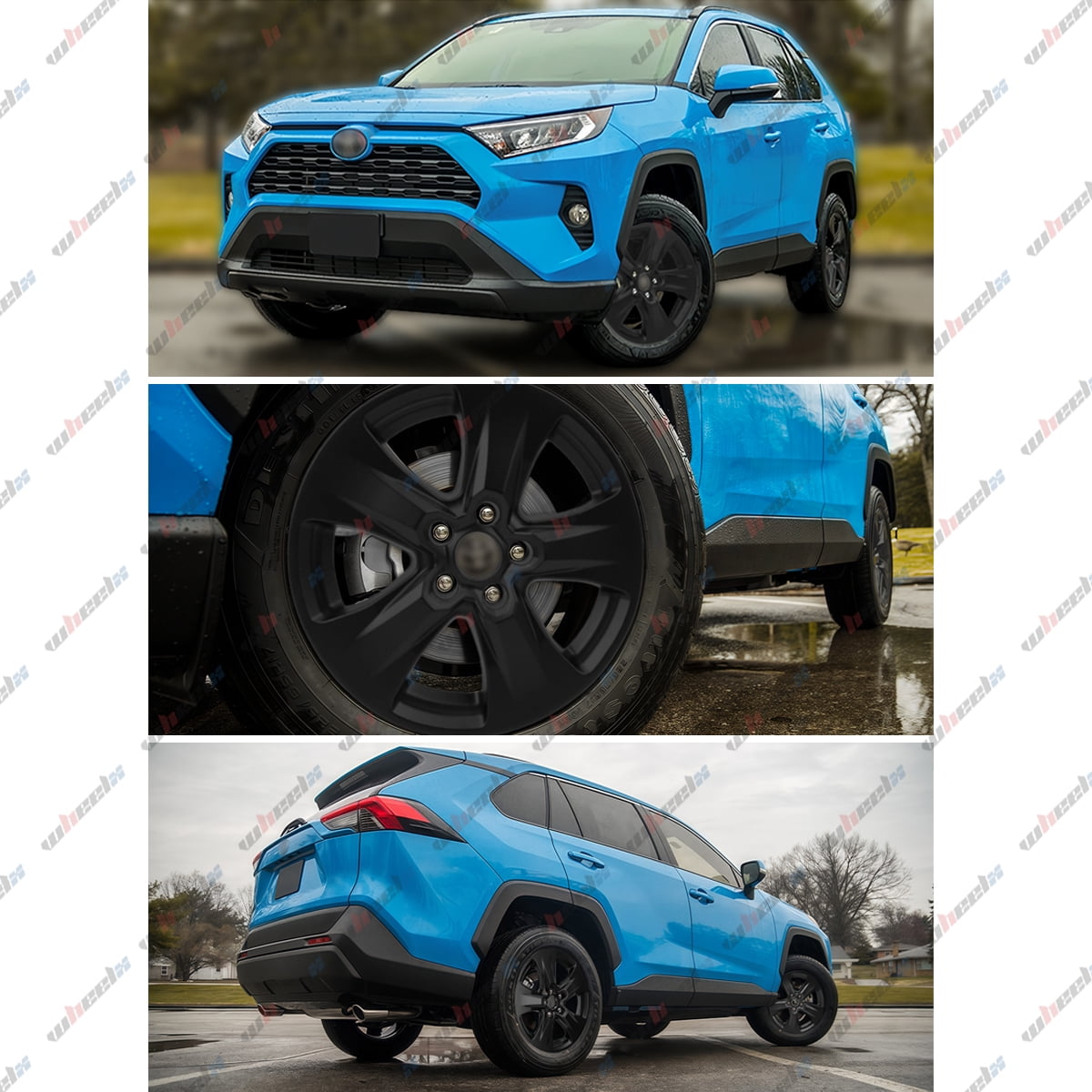 17 inch Hubcap Wheel Skin Covers Compatible with 2019-2025 Toyota RAV4 XLE Hybrid XLE, Durable ABS Plastic Tire Rim Covers (Set of 4), Standard Wheels - Snap On Replacement (Matte Black)
