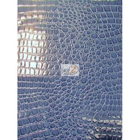 - DuroLast™ Vinyl Faux Fake Leather Pleather Embossed Shiny Alligator Fabric / Navy Blue / Sold By The Yard