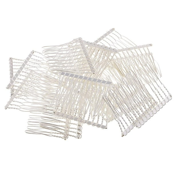 20 peinetas para el pelo liso con pasador de aluminio y peinetas laterales para velos de novia y bodas. Plata