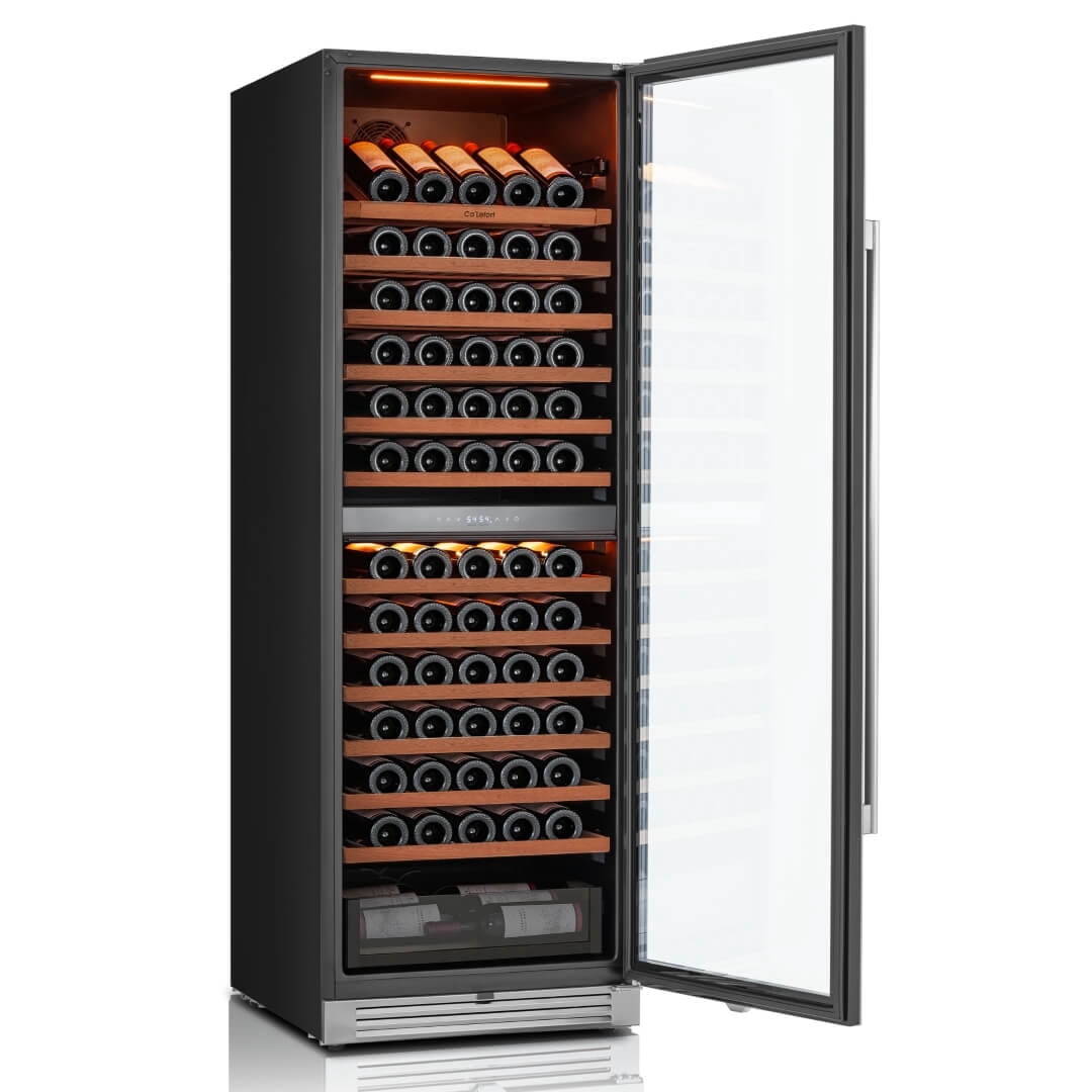 Ca'Lefort Wine Refrigerator, 24 inch 155 Bottle Dual Zone Fridge with Inverter Compressor Freestanding/Built-In Wine Cooler for Home, Bar & Office