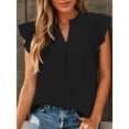 thumbnail image 4 of Weardear Womens Summer Tops Casual V Neck Ruffle Short Sleeve Dressy Solid Blouses, 4 of 5