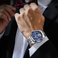 thumbnail image 5 of OLEVS Watch for Men Automatic Skeleton Tourbillon Mechanical Self Winding Business Luxury Dual Calendar Stainless Steel Luminous Waterproof Man Wrist Watches Blue Dial, 5 of 12