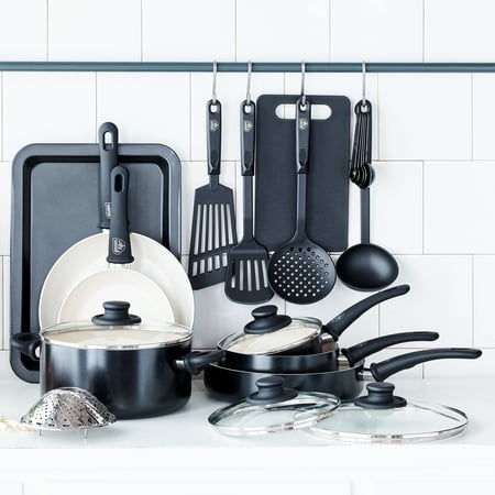 Ronbow Ceramic - GreenLife Soft Grip Absolutely Toxin-Free Healthy Ceramic Non-stick Cookware Set, 18-Piece Set, Black