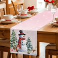 thumbnail image 5 of Pink Snowman Christmas Table Runner 120 Inches Long Farmhouse Dress Scarves, Xmas Tree Snowflake Gifts Dining Tablerunner for Coffee Table/Kitchen Island/Party Décor, 13" x 120", 5 of 8