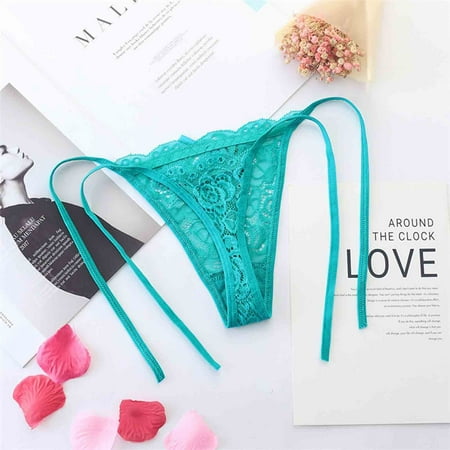 

RPVATI Low Waisted Thongs for Women Sexy Lace Floral See Through Underwear G-Strings Thongs