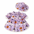 thumbnail image 2 of erdimoy 23 Inch Porch Goose Halloween Dress & Hat 2-Piece Set, Pastel Pink/Purple Ghost Pumpkin Lace Ruffle Outfit, Cute Gothic Statue Costume for Resin Lawn Goose Front Yard Fall Decor, 2 of 6