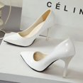 thumbnail image 1 of Zapatos de tacón alto de charol para mujer, calzado de boda, punta estrecha, Sexy, Color sólido, talla 44, 1 of 1