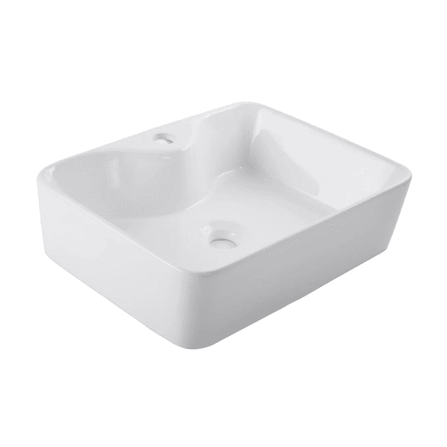 URREA LV1003A021 Lavabo KUUN Rectangular de Sobreponer Cerámico, Color Blanco, Lavabo para Baño negro