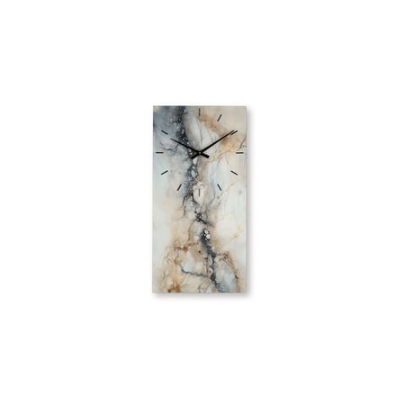 Signature Design by Ashley Teague Wall Clock, Marble-Look Printed Glass, Brown, Gray and Ivory