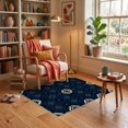 thumbnail image 3 of ODIKA 3'x5' Ultra-Soft Throw Mat, Boho Mosaic Interlocking Geometric Motifs Pile Abstract Navy Large Refined None Washable, Bare feet friendly, Easy Care Indoor rug for Bedside, Vanity, 3 of 7