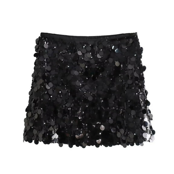 SDFGTstore Women Sparkles Highs Waist Bodycon Mini Skirt Sequins Short Skirt Wrap Skirt
