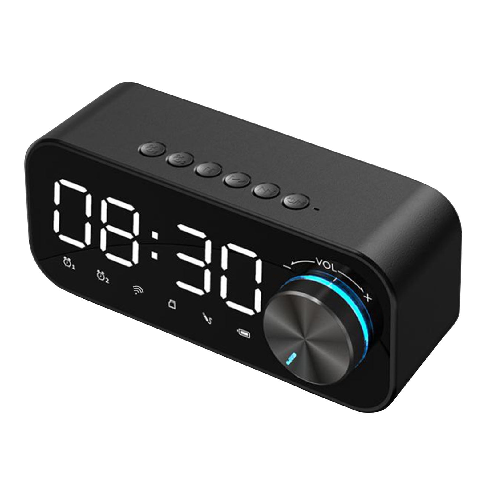 MWstore LED Digital Dual Alarm Clock Bass Speaker with TF AUX Music Player