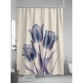 thumbnail image 5 of Shower Curtains Tulips Flowers Vintage Bath Curtain Abstract Blue Floral Waterproof Bathroom Shower Curtain Set with Hooks Decoration 72 x 84 Inches, 5 of 7