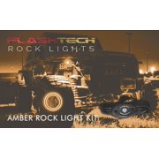 Flashtech 4 Pod LED Rock Lights Kit with Controller Underglow LED Neon Light Kit for Jeep Off Road Trucks ATV SUV Boat - Amber