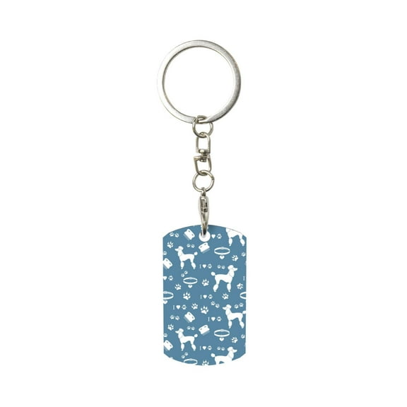 Goofa Poodle Dog Printed Rectangular Metal Keychain Bag Charm Floral Charm for Purse Keys Metal Keyring Gift for Women Accessories