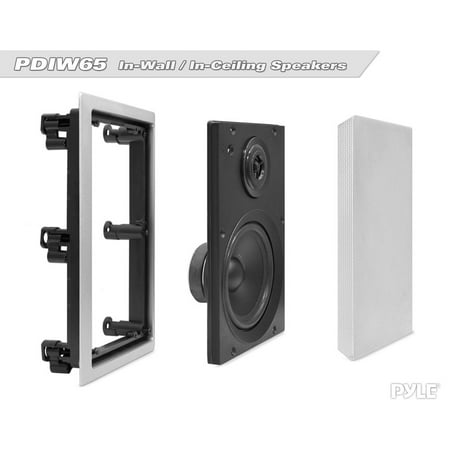 Pyle Home PDIW55 6.5 Inch 200 Watt 2 Way Square Rectangular In-Wall/ In-Ceiling Flush Mounted Stereo Speaker Pair, White
