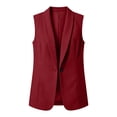 thumbnail image 7 of Olyvenn Womens Notch Lapel Single Button Sleeveless Blazer Vest, Mid Length Straight Cut Side Hand Pockets Tailored Fit Wine XL, 7 of 7