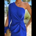 thumbnail image 4 of Vestido de Cóctel para Mujer, con un Solo Hombro, Larga y Abertura Alta, para Fiesta de Boda Azul L, 4 of 8