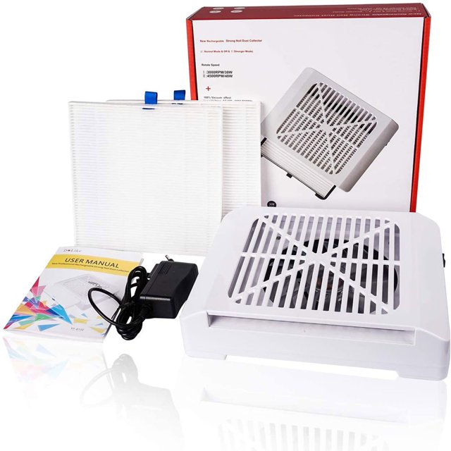 Ganfancp Aspirador de Uñas Equipo de Limpieza de Manicura Aspirador de Uñas Rebajas Hoy Liquidación 1 Aspirador + Adaptador + Manual + Caja de Color