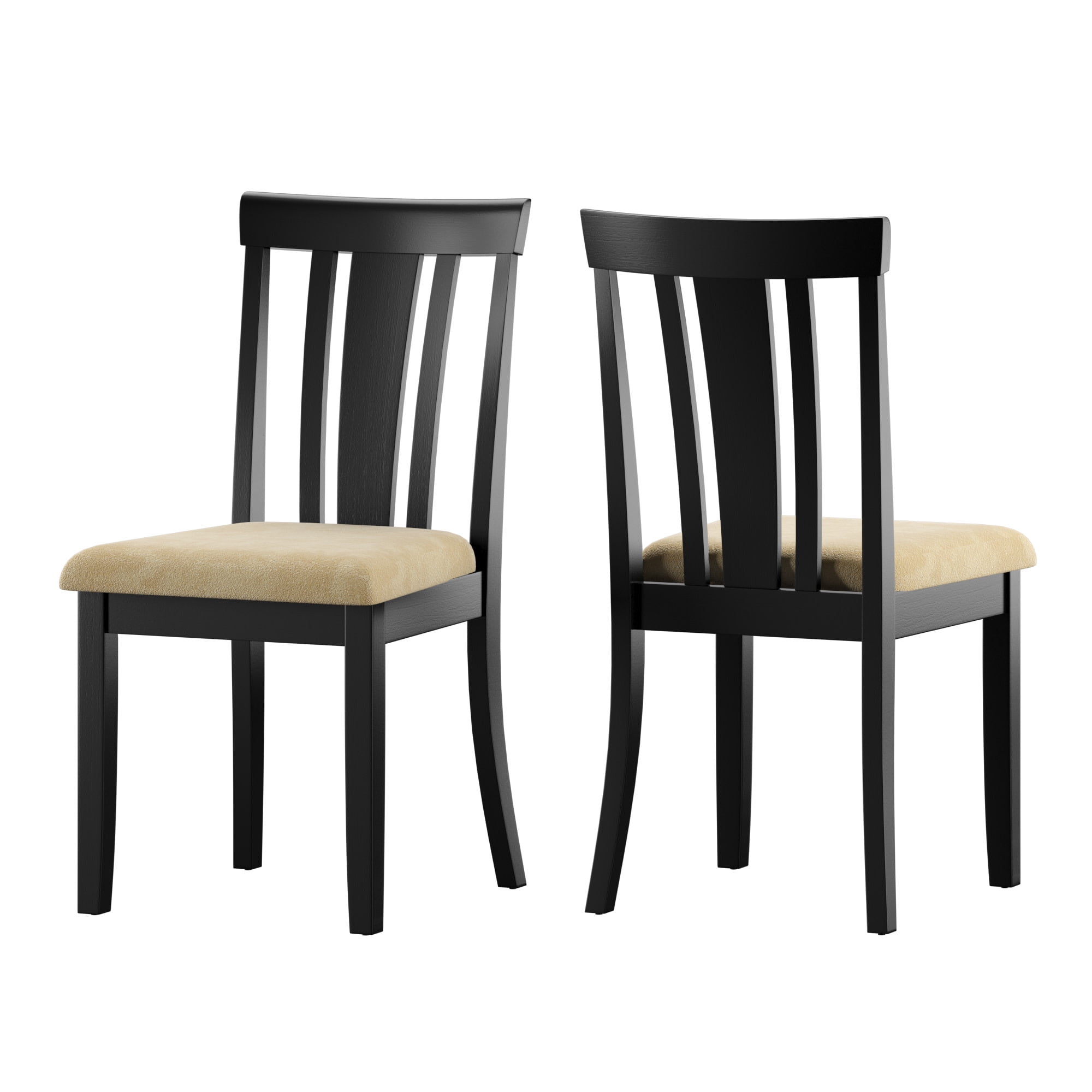 Weston Home Lexington Panel Back Wood Dining Chair, Set of 2, Beige and Black