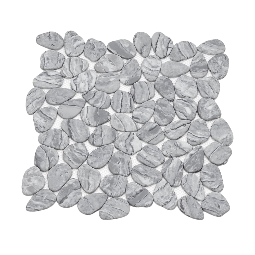 The Tile Life Recycled Cenote Pebble 13" x 13" Smoke Matte Glass Mosaic Floor and Wall Tile Case of 14