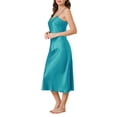 thumbnail image 4 of INSPIRAR CHIC Vestidos de Noche Largos de Satén para Mujeres con Escote en V y Tirantes de Espagueti, Pijamas de Seda, Talla XL, Azul Pavo Real, 4 of 6