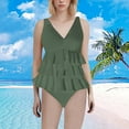 thumbnail image 2 of Baqcunre Full Coverage Retro Swim Dress: Women's Ruffle Tummy Bathing Suit for Elegance, 1 Pc Swimsuit Army Green L, 2 of 4