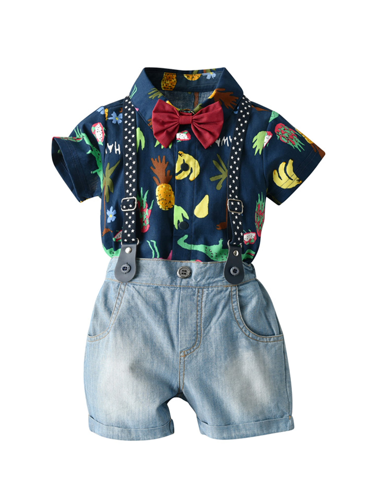 Details about   Toddler Baby Boys Dinosaur Gentleman Bowtie Shirt Romper+Suspenders Pants Set