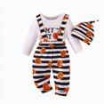 thumbnail image 5 of TOWED22 My First Halloween Baby Boys Girls Outfit Long Sleeve Pumpkin Romper Suspender Pants Set with Hat Newborn Boys Girls Fall Clothes,9-12 M, 5 of 6