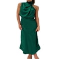 thumbnail image 1 of Robe Maxi en Satin pour Femmes Élégante Sans Manches Col Montant Bal Fête Invité de Mariage Longue Robe Formelle, 1 of 7