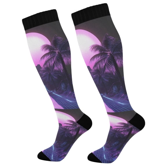 FORMRS Womens Knee High Socks Casual Long Thick Travel Daily Wear, 1 Pair, Pink Road