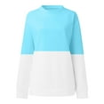 thumbnail image 4 of Tunic Tops for Women Loose Fit Leggings Winter Crew Neck Long Sleeve Rolled One Shoulder Colorblock Patchwork Leisure Cotton Sweatshirts Sweatshirt(Sky Blue,XXL), 4 of 5