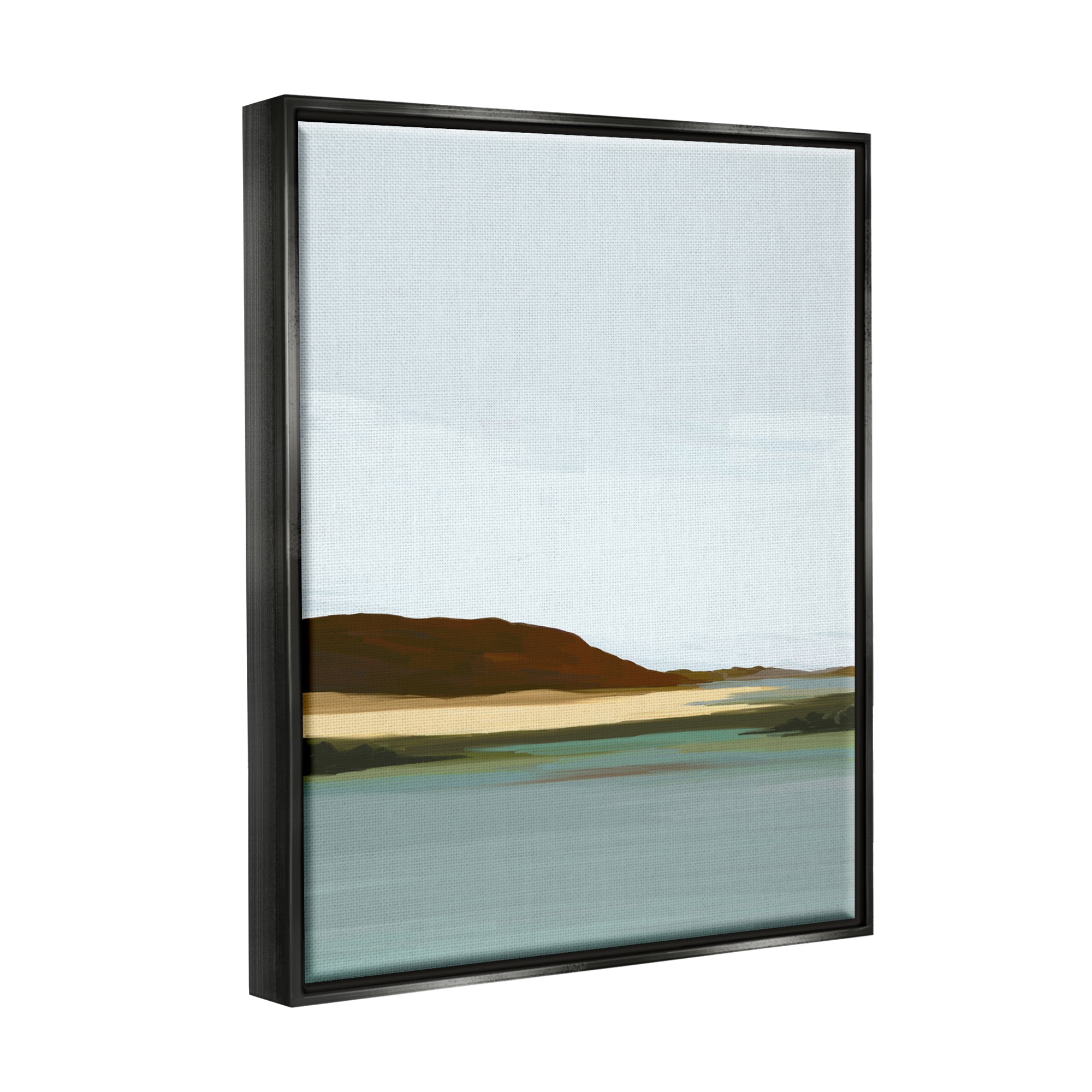 Stupell Industries Abstract Mountain Lake Abstract Painting Black Floater Framed Art Print Wall Art, 25 x 31