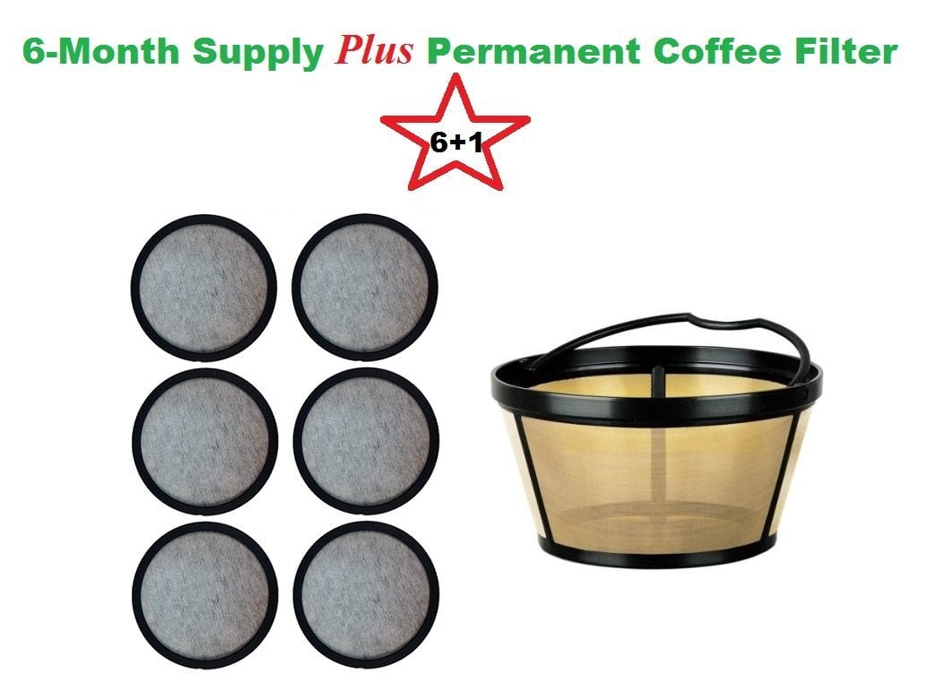 1012 Cup Permanent BasketStyle Coffee Filter & a set of 6 Water Filters designed to fit Mr