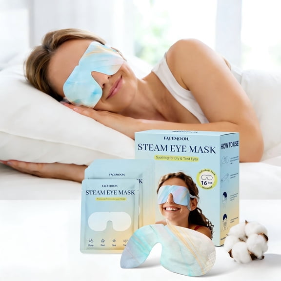 FACEMOON Steam Eye Mask – 16 Count, Self-Heating for Dry Eyes & Puffiness | Relieves Visual Fatigue, Comfort Therapy