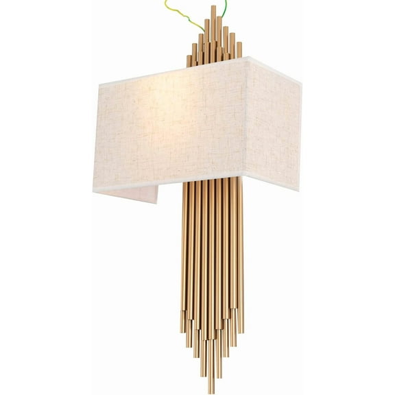 Gold Wall Sconce Indoor Wall Lights with Fabric Shade Up and Down Wall Mount Light for Living Room Bedroom Hallway Corridor Warm White