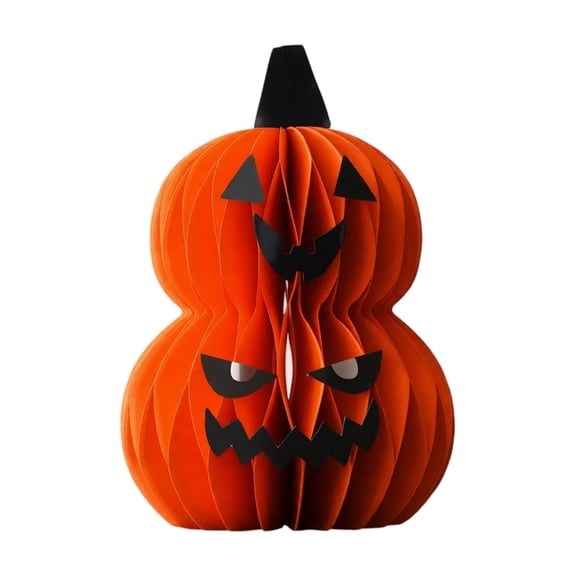 Halloween Party Decorations, Double Layer Spooky Face Paper Pumpkin Honeycomb Decor 4X4.5 In, for Living Room Office Cubicle Halloween House Accent, to Accent Your Holiday Indoor