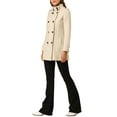 thumbnail image 3 of Unique Bargains Women's Stand Collar Double Breasted Slant Pockets Outwear Coat, 3 of 8