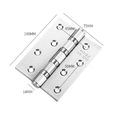 thumbnail image 4 of Bisagra de puerta de acero inoxidable plateada, 2 piezas Bisagras de puerta Bisagras plegables Bisagras de acero inoxidable Bisagra de 3 mm de espesor, para puertas interiores sólidas, 4 of 5
