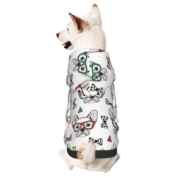 Fotbe Cute French Bulldog Sudadera con Estampado para Perros Pequeños – Suéter con Capucha para Mascotas, Tela Suave de Forro Polar con Bolsillo-Small